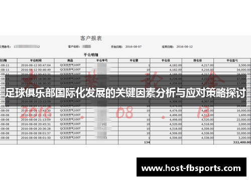 足球俱乐部国际化发展的关键因素分析与应对策略探讨